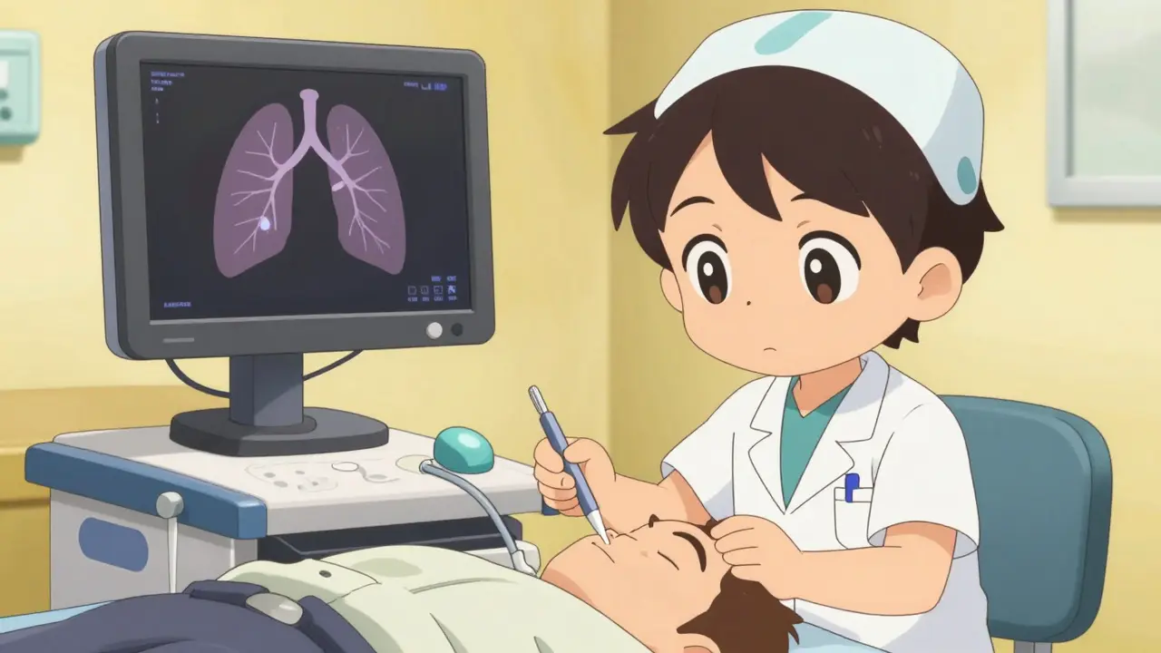 Healthcare provider using ultrasound for pneumothorax diagnosis