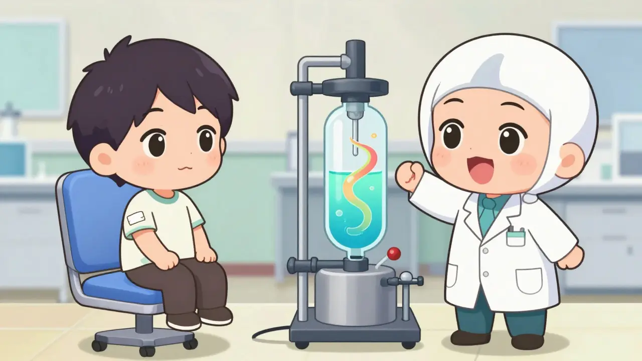 Chibi scientist and volunteer representing in vitro and in vivo testing methods.